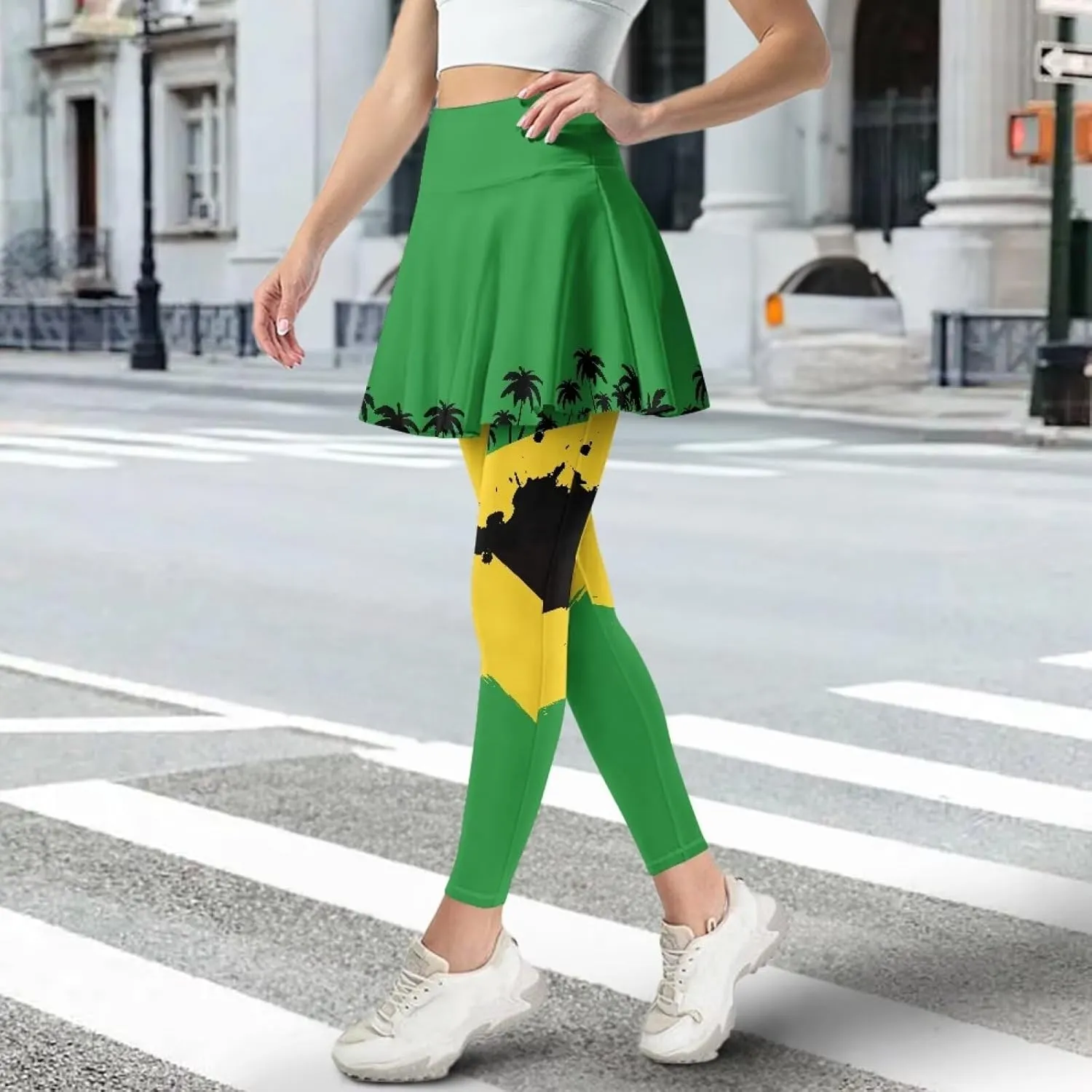 Skirted Leggings for Women Tennis Yoga Pleated Skirt Tummy Control Jogger Skirted Lightweight Pants Gym Leggings