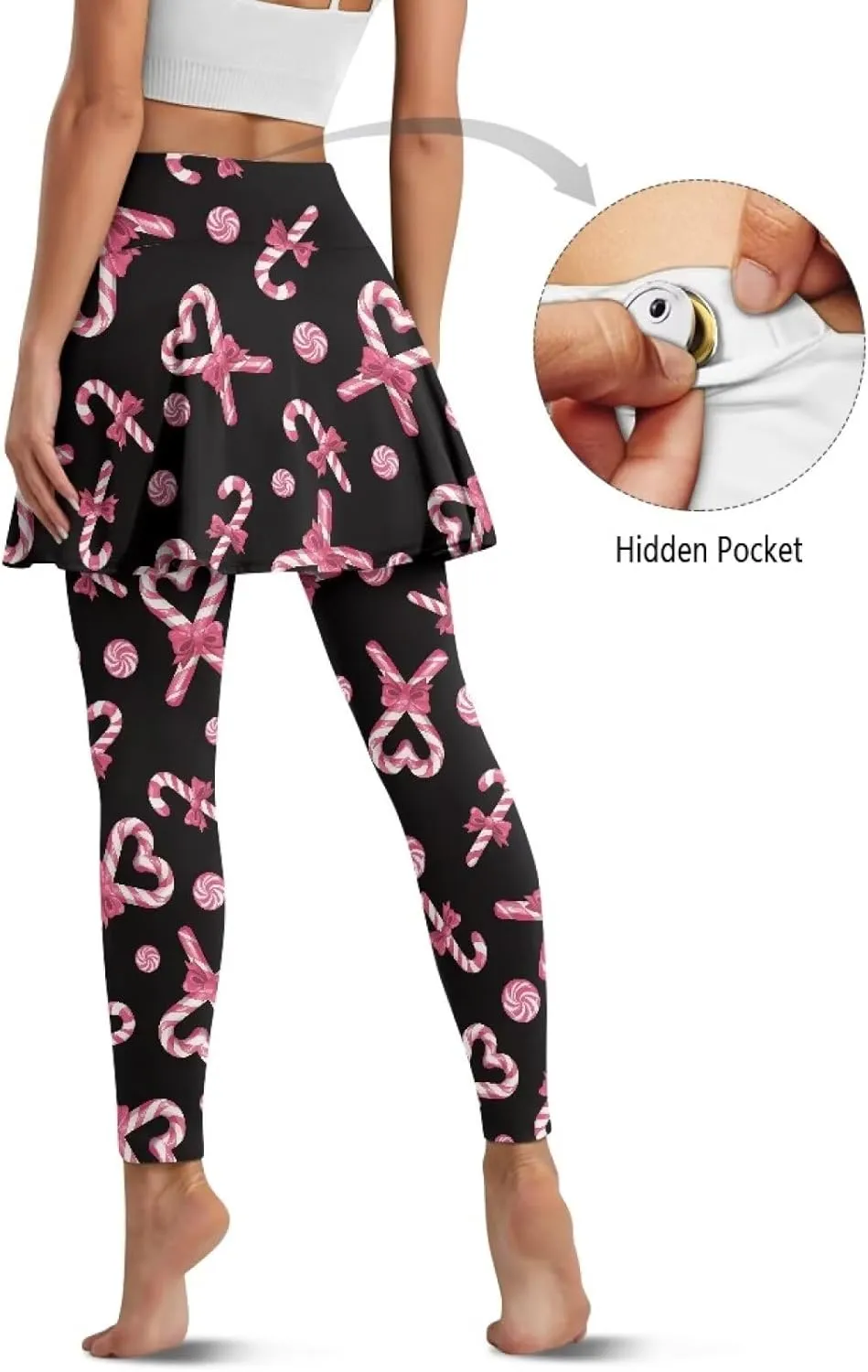 Skirted Yoga Leggings for Women Plus Size High Waist Tummy Control Skirted Leggings for Women with Pockets XS-3XL