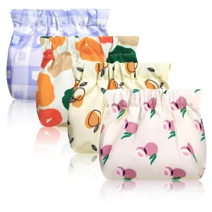 Small Makeup Bags for Purse, 4Pcs Cute Floral Snap Closure Cosmetic Pouches, Portable Mini Travel Pouch for Women