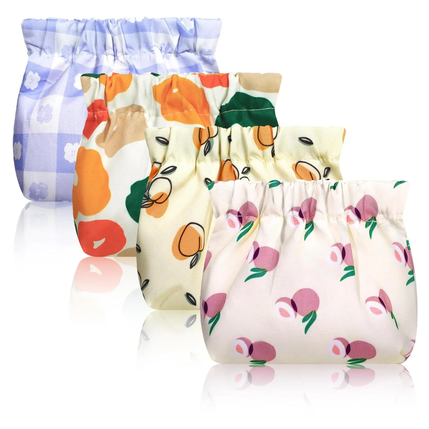 Small Makeup Bags for Purse, 4Pcs Cute Floral Snap Closure Cosmetic Pouches, Portable Mini Travel Pouch for Women