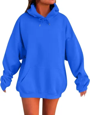 Solid Color Hoodies for Women Oversized Sweatshirts Long Sleeve Drawstring Pullover 2024 Fall Outfits with Pockets