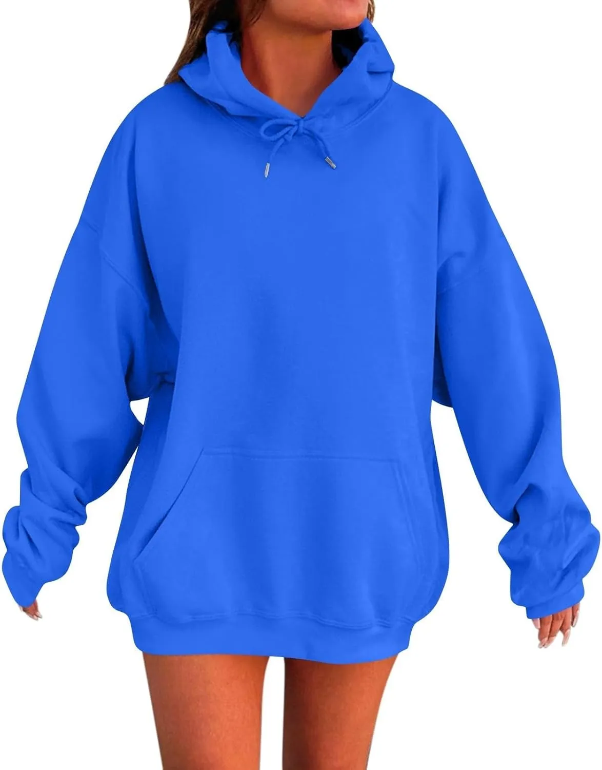 Solid Color Hoodies for Women Oversized Sweatshirts Long Sleeve Drawstring Pullover 2024 Fall Outfits with Pockets