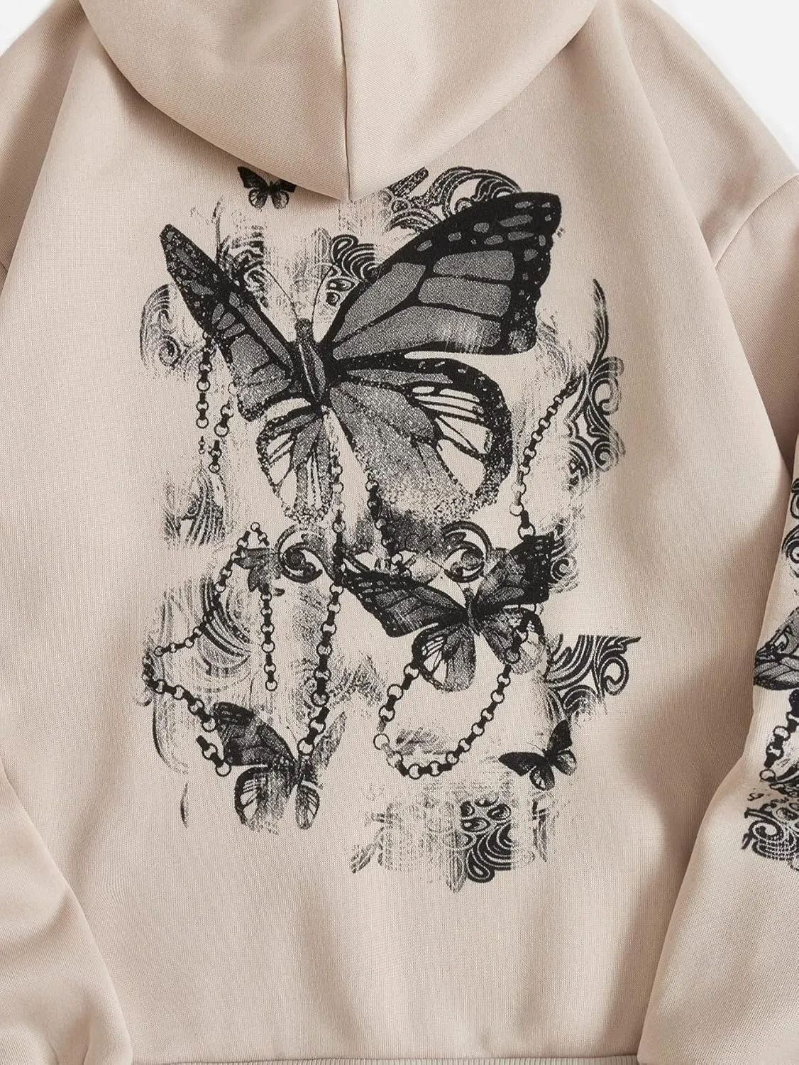 SOLY HUX Women's Graphic Hoodies Butterfly Print Long Sleeve Drawstring Pocket Sweatshirt Pullover Tops