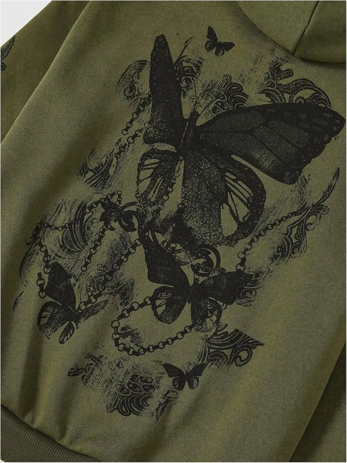 SOLY HUX Women's Graphic Hoodies Butterfly Print Long Sleeve Drawstring Pocket Sweatshirt Pullover Tops