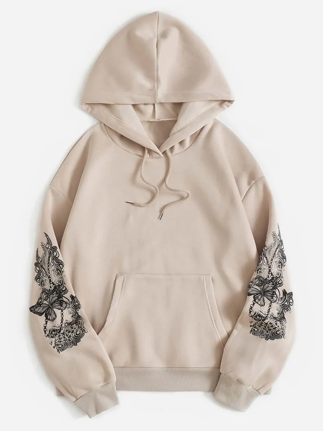 SOLY HUX Women's Graphic Hoodies Butterfly Print Long Sleeve Drawstring Pocket Sweatshirt Pullover Tops