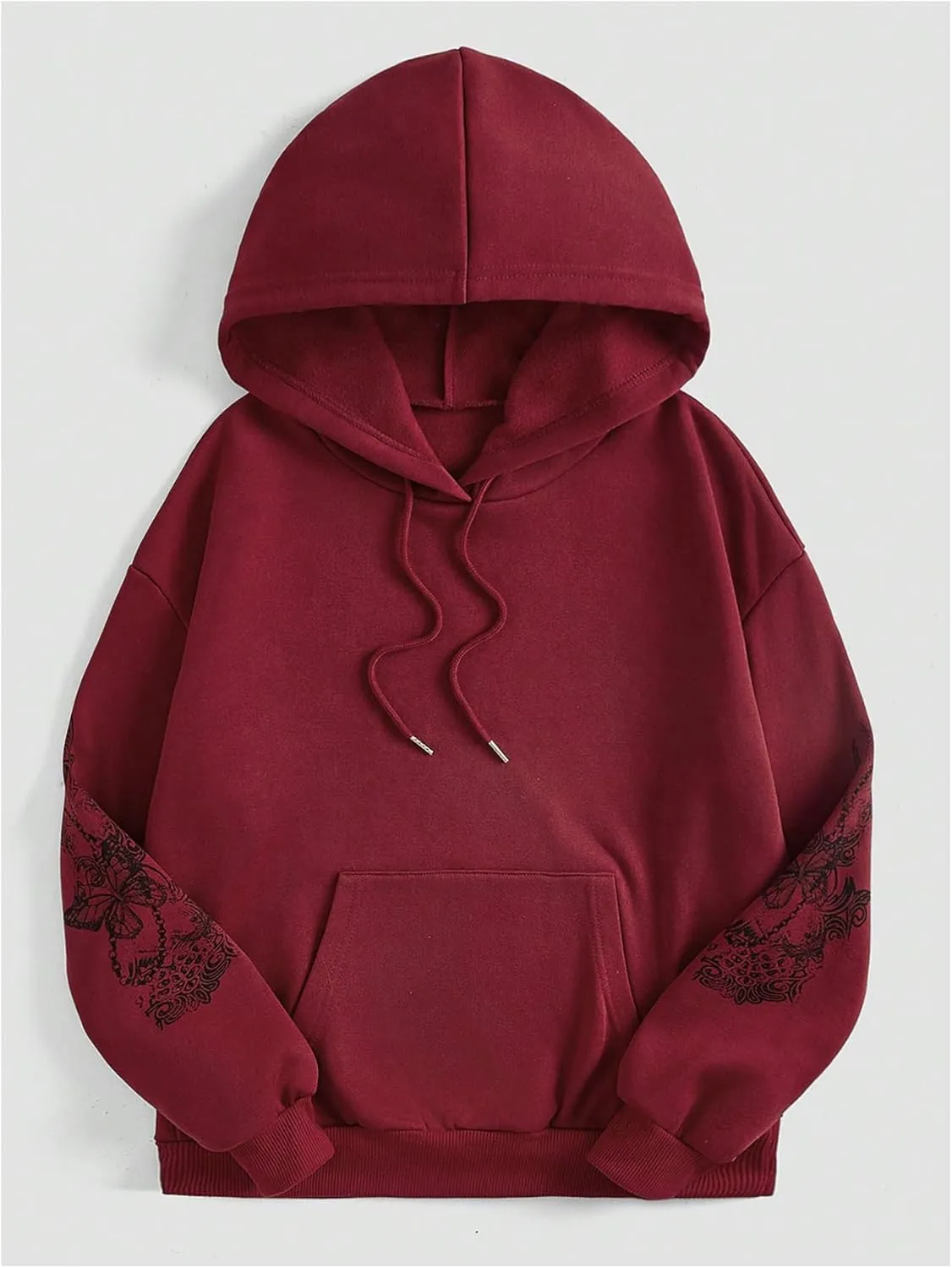 SOLY HUX Women's Graphic Hoodies Butterfly Print Long Sleeve Drawstring Pocket Sweatshirt Pullover Tops