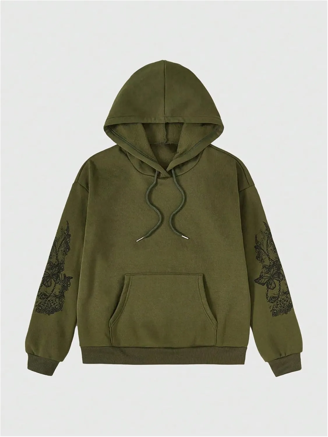 SOLY HUX Women's Graphic Hoodies Butterfly Print Long Sleeve Drawstring Pocket Sweatshirt Pullover Tops