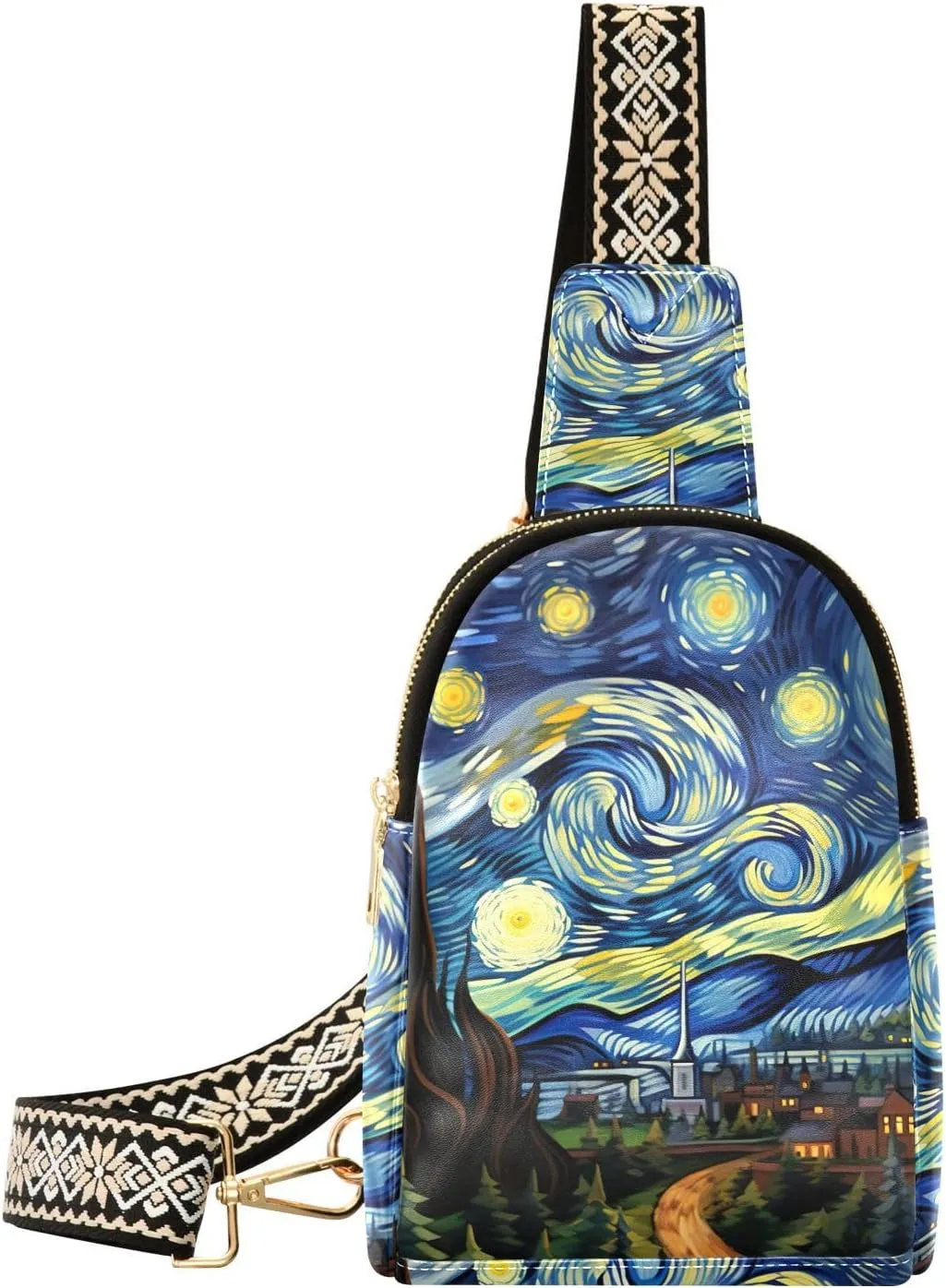 Starry Night Sling Bag for Women Fanny Packs for Women Small Leather Fanny Pack Crossbody Bags Fashion Waist Packs Chest Bag for Travel 21340594