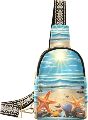 Summer Beach Seashell Starfish Sling Bag for Women Fanny Packs for Women Small Leather Fanny Pack Crossbody Bags Fashion Waist Packs Chest Bag for Travel 21340948
