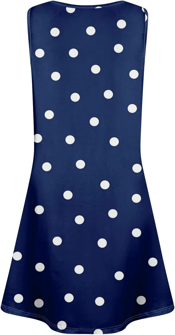 Summer Dresses for Women 2025 Casual Crewneck Sleeveless Sundresses Boho Tank Dress Beach Dresses with Pockets