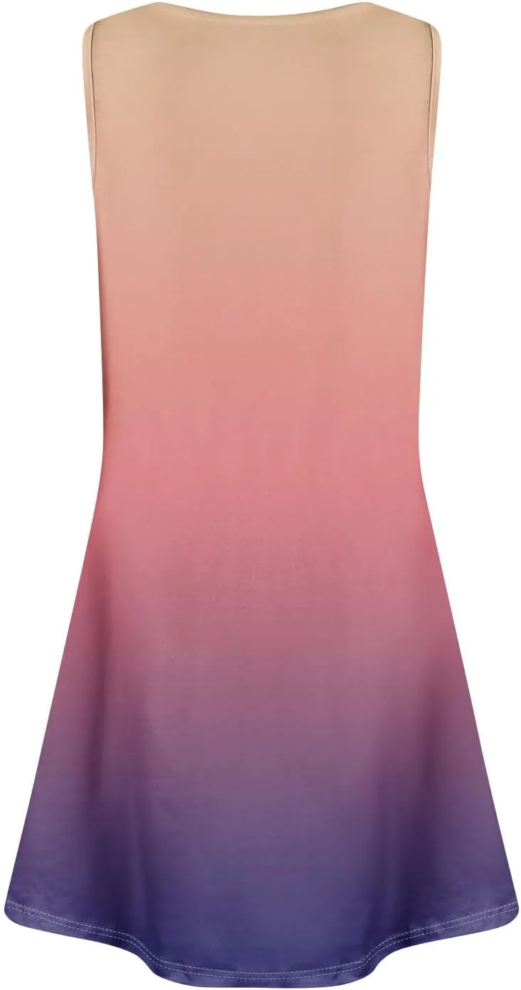 Summer Dresses for Women 2025 Casual Crewneck Sleeveless Sundresses Boho Tank Dress Beach Dresses with Pockets