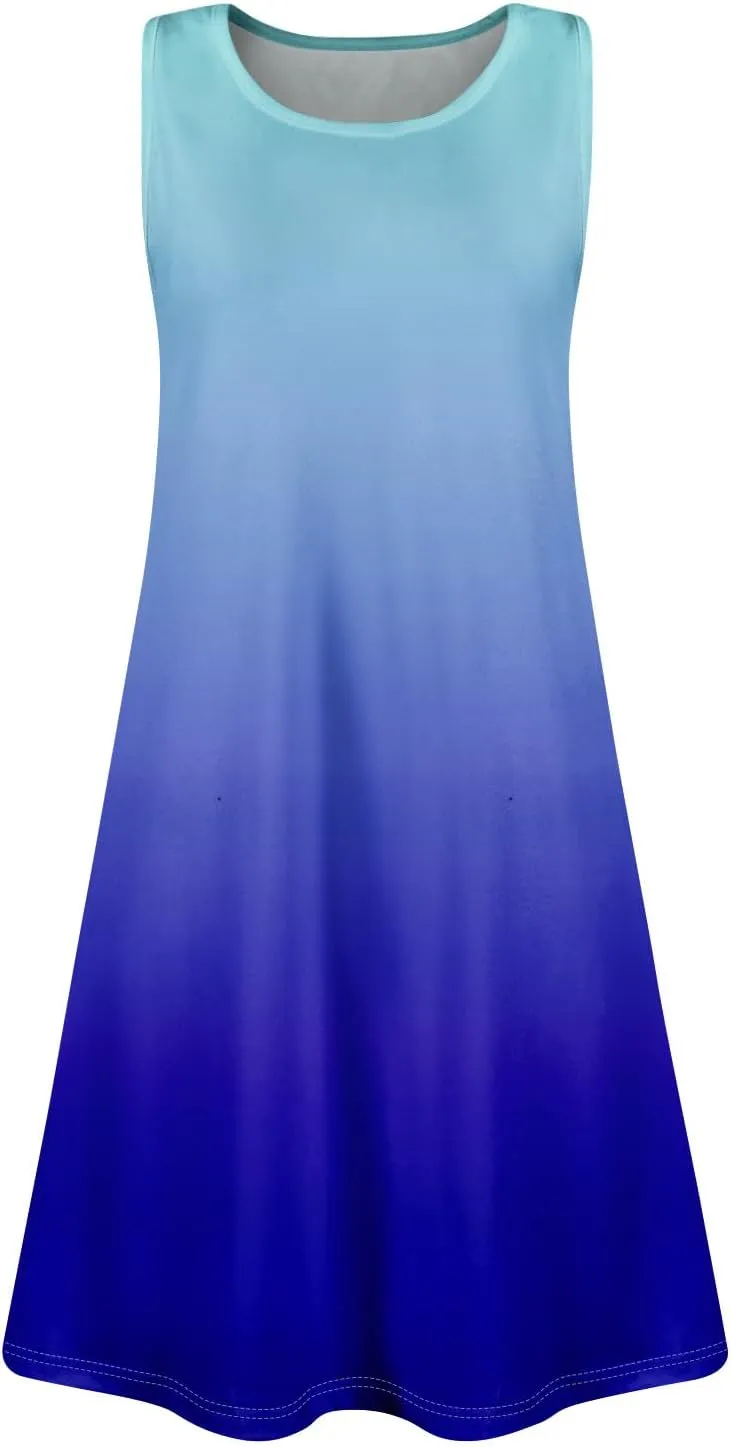Summer Dresses for Women 2025 Casual Crewneck Sleeveless Sundresses Boho Tank Dress Beach Dresses with Pockets