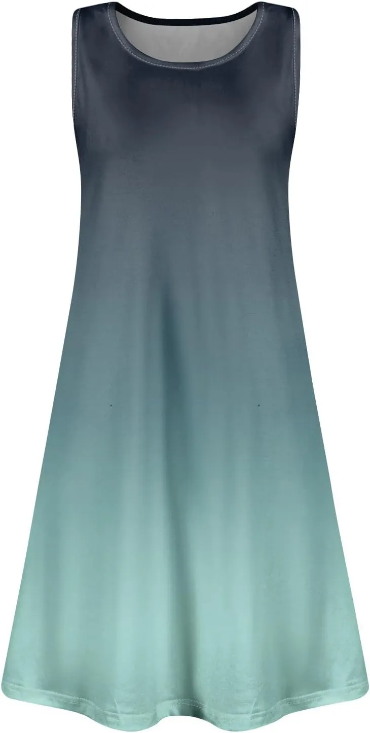 Summer Dresses for Women 2025 Casual Crewneck Sleeveless Sundresses Boho Tank Dress Beach Dresses with Pockets