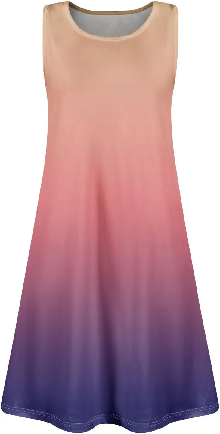 Summer Dresses for Women 2025 Casual Crewneck Sleeveless Sundresses Boho Tank Dress Beach Dresses with Pockets