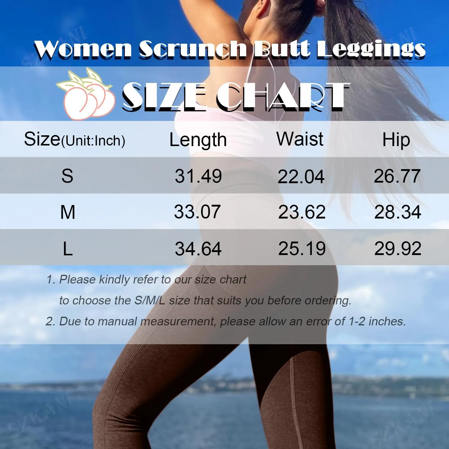 SZKANI Workout Leggings for Women Scrunch Butt Lifting Leggings Booty High Waist Yoga Pants Seamless Gym Tights