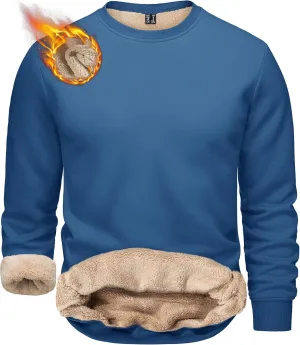 TACVASEN Men's Crewneck Sweatshirt Warm Sherpa Lined Sweatshirts Heavyweight Long Sleeve Underwear Winter Fleece Pullover