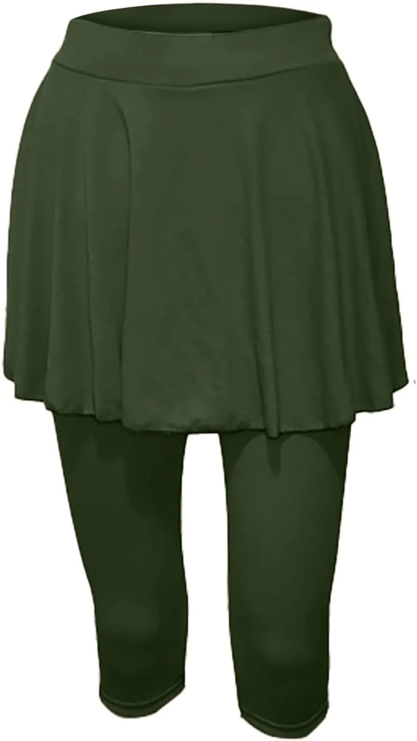 Tennis Skirts for Women Yoga Golf Pants Skorts Womens Capri Leggings with Pockets Skirted Gym Legging with Athletic Skirt