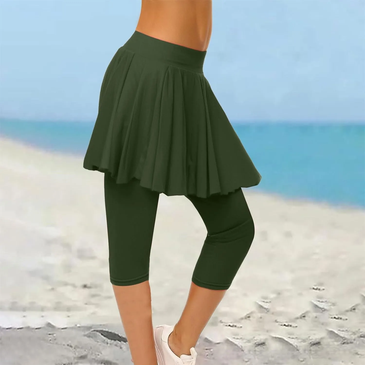 Tennis Skirts for Women Yoga Golf Pants Skorts Womens Capri Leggings with Pockets Skirted Gym Legging with Athletic Skirt