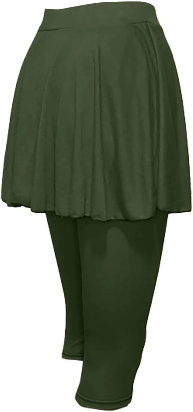 Tennis Skirts for Women Yoga Golf Pants Skorts Womens Capri Leggings with Pockets Skirted Gym Legging with Athletic Skirt
