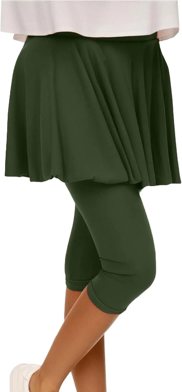 Tennis Skirts for Women Yoga Golf Pants Skorts Womens Capri Leggings with Pockets Skirted Gym Legging with Athletic Skirt