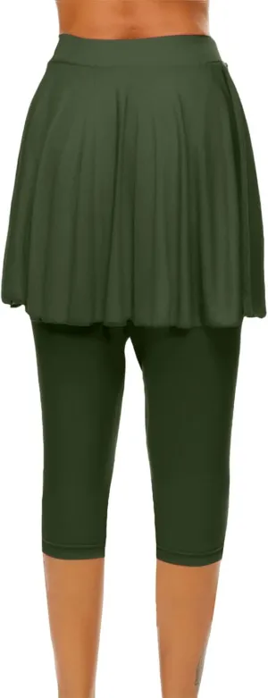 Tennis Skirts for Women Yoga Golf Pants Skorts Womens Capri Leggings with Pockets Skirted Gym Legging with Athletic Skirt