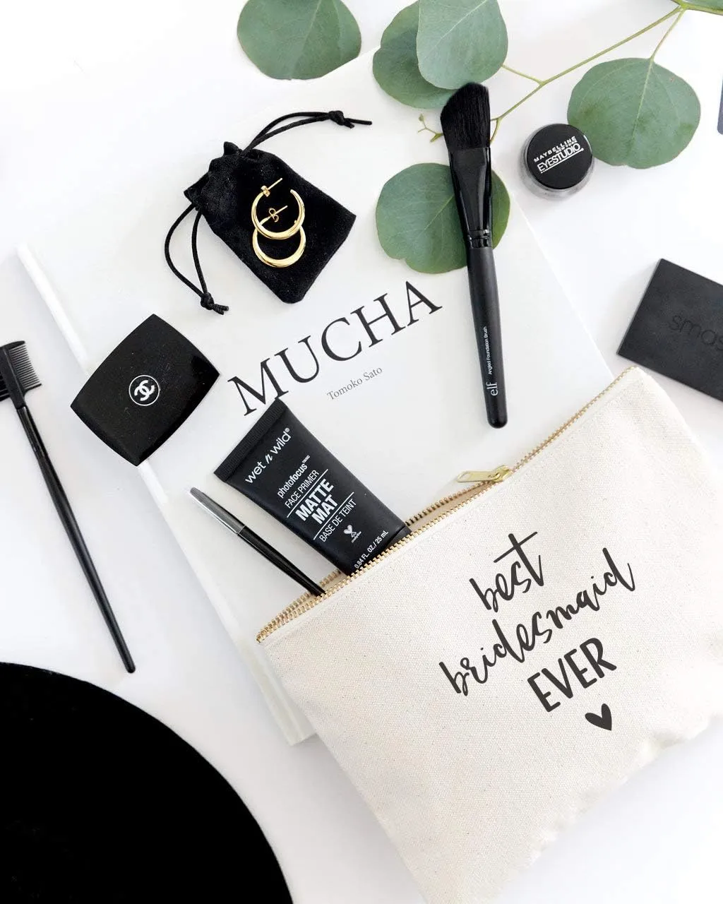 The Cotton & Canvas Co. Best Bridesmaid Ever Wedding Cosmetic Bag, Bridal Party Gift and Travel Make Up Pouch