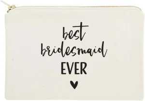 The Cotton & Canvas Co. Best Bridesmaid Ever Wedding Cosmetic Bag, Bridal Party Gift and Travel Make Up Pouch