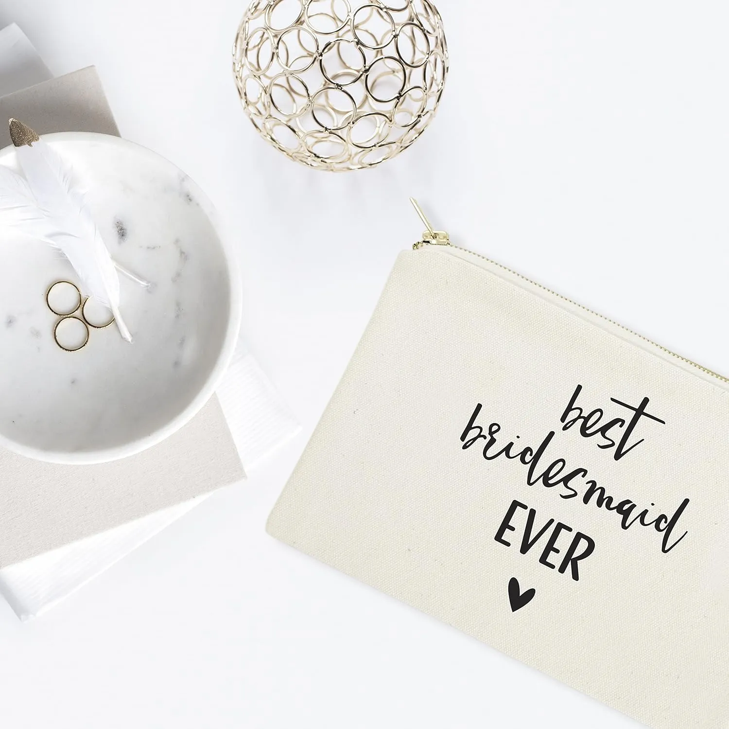 The Cotton & Canvas Co. Best Bridesmaid Ever Wedding Cosmetic Bag, Bridal Party Gift and Travel Make Up Pouch