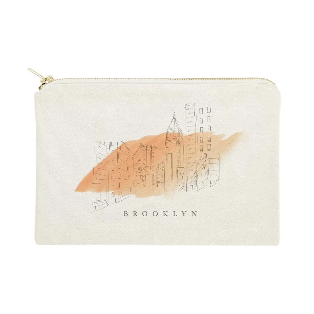 The Cotton & Canvas Co. Brooklyn Cityscape, Skyline, Souvenir Cosmetic Bag and Travel Make Up Pouch