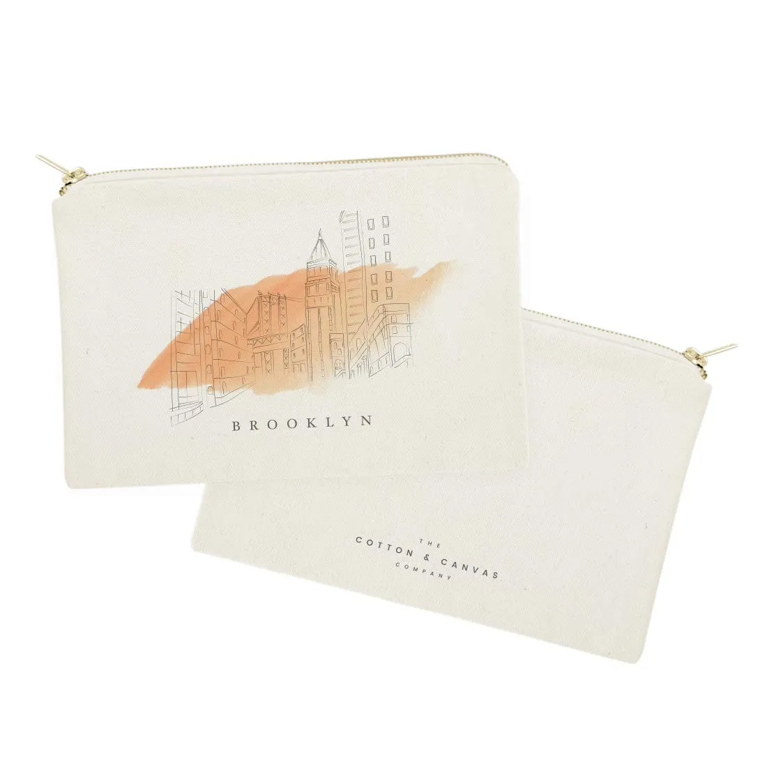 The Cotton & Canvas Co. Brooklyn Cityscape, Skyline, Souvenir Cosmetic Bag and Travel Make Up Pouch
