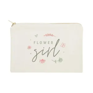 The Cotton & Canvas Co. Floral Flower Girl Wedding Cosmetic Bag, Bridal Party Gift and Travel Make Up Pouch