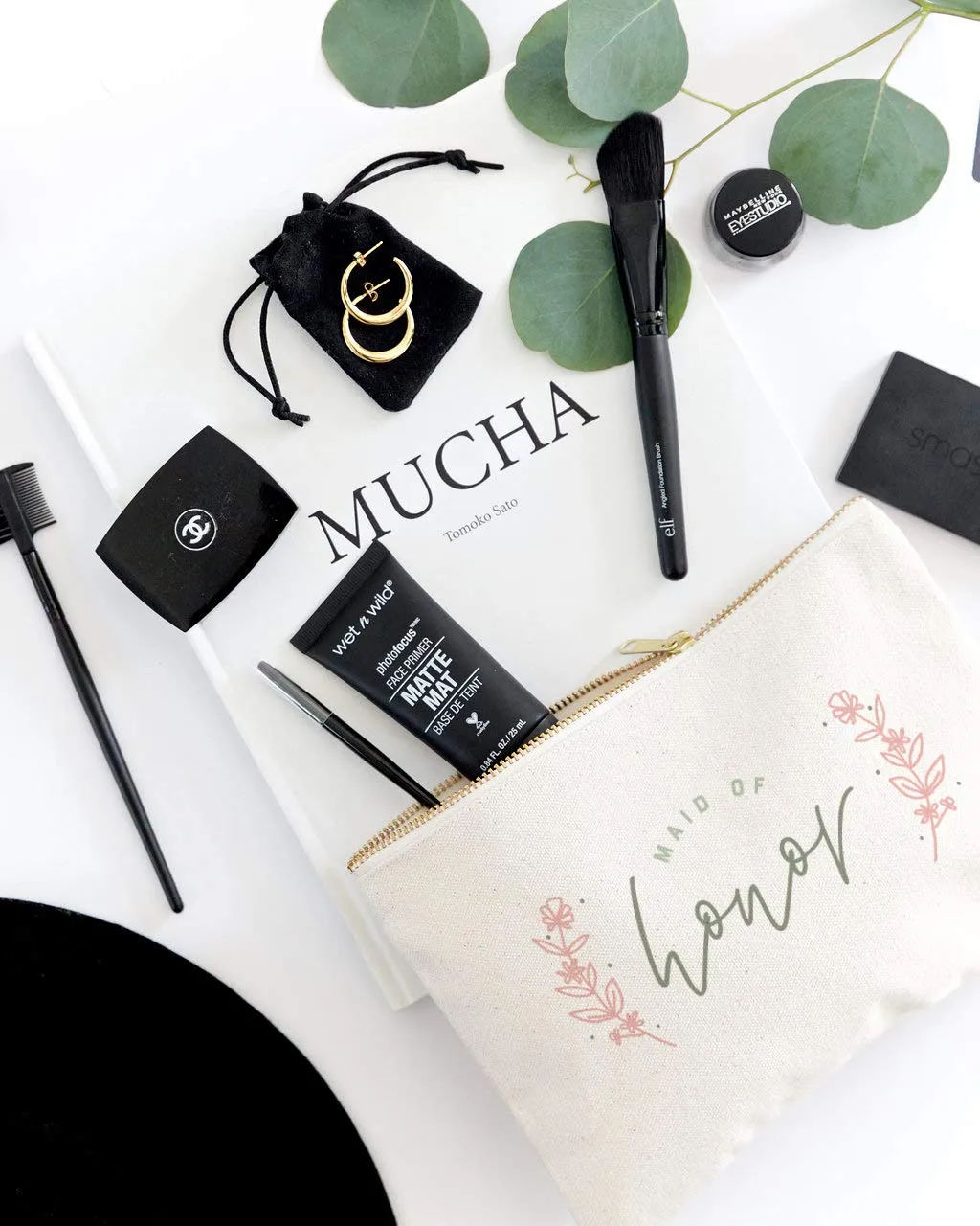 The Cotton & Canvas Co. Floral Maid of Honor Wedding Cosmetic Bag, Bridal Party Gift and Travel Make Up Pouch