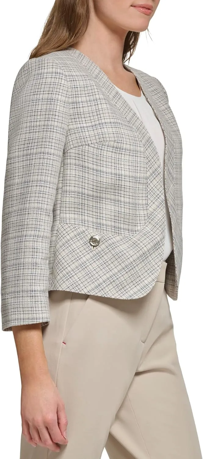 Tommy Hilfiger Women's Plaid Open Front Blazer