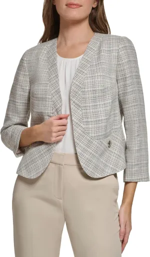 Tommy Hilfiger Women's Plaid Open Front Blazer
