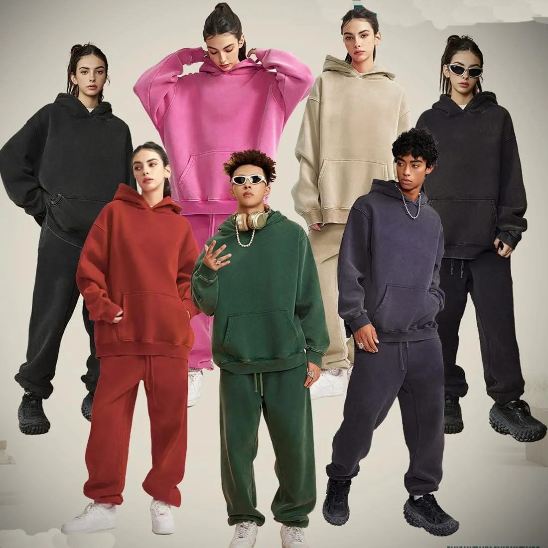 VFIVE UNFOUR Retro Washed Thick Cotton Hoodies Winter Oversized Hoodies Warm Vintage Sweatshirts