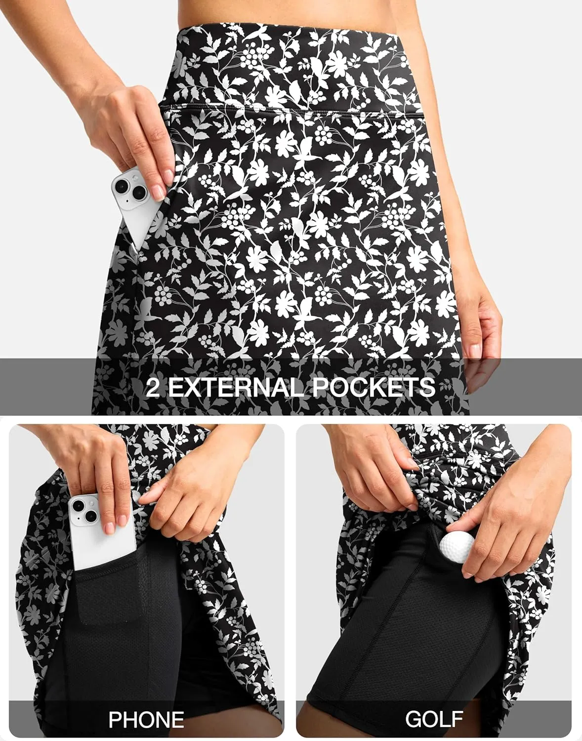 Viodia 18" Skorts for Woman with Pockets High Waisted Golf Tennis Skirts Knee Length Long Skort for Women Dressy Casual