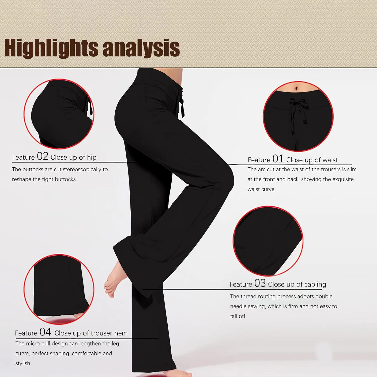 Wide Leg Yoga Pants Women Drawstring High Waist Tummy Control Lounge Trouser Bootcut Comfy Pants Gym Workout Leggings