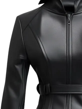 Women Black Designer Peplum Leather Jacket