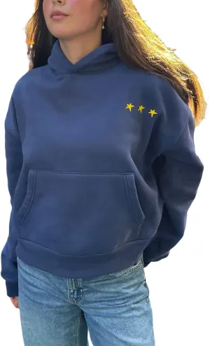 Women Graphic Star Oversized Hoodie Long Sleeve Casual Loose Fall Aesthetic Hooded Sweatshirt with Pocket Streetwear