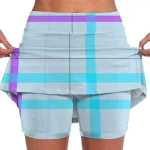Women Mini Skirts Plaid Printed Athletic Golf Tennis Skorts Plus Size Stretch Mid Waist Workout Running Short Culottes Shorts