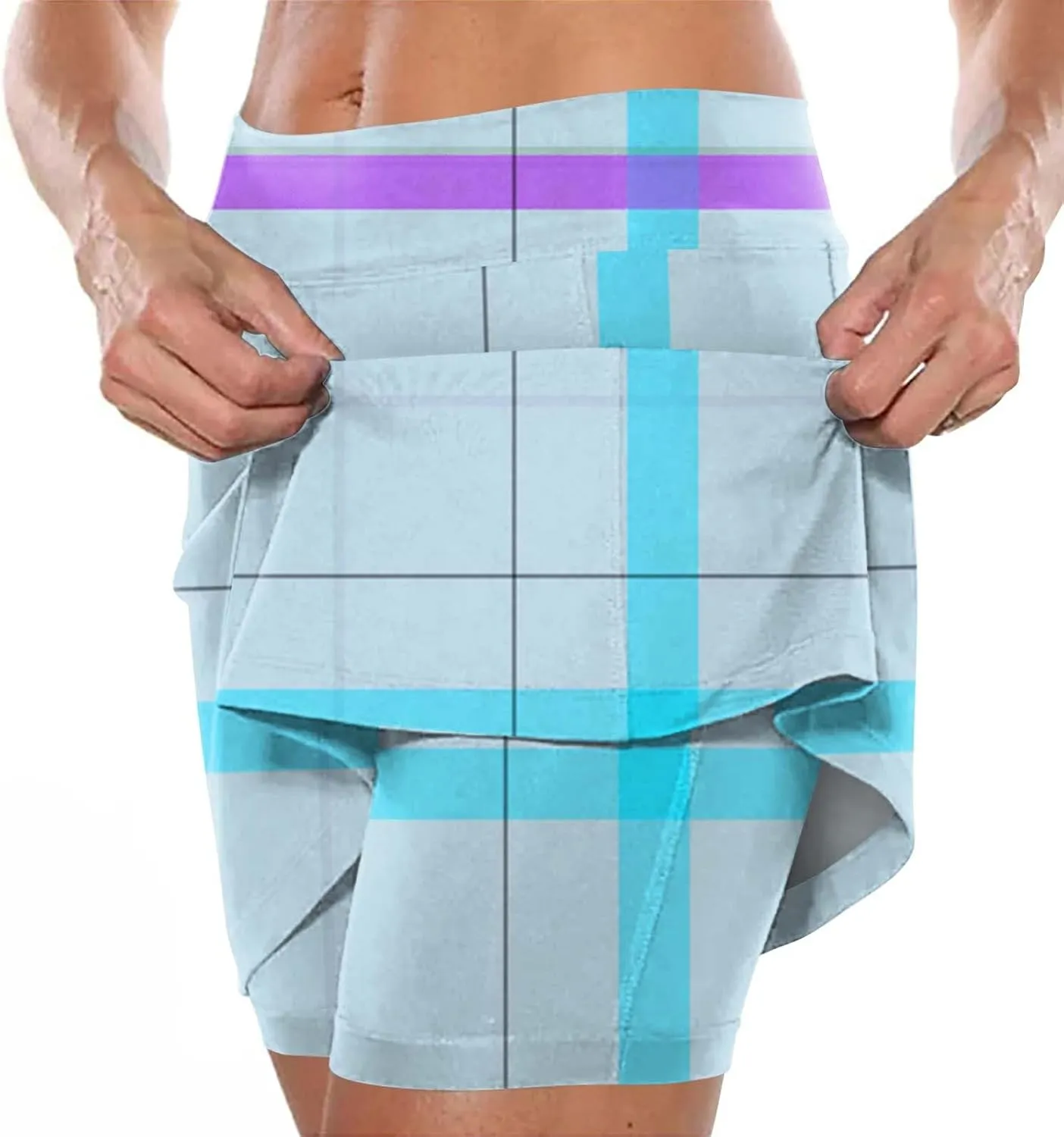 Women Mini Skirts Plaid Printed Athletic Golf Tennis Skorts Plus Size Stretch Mid Waist Workout Running Short Culottes Shorts