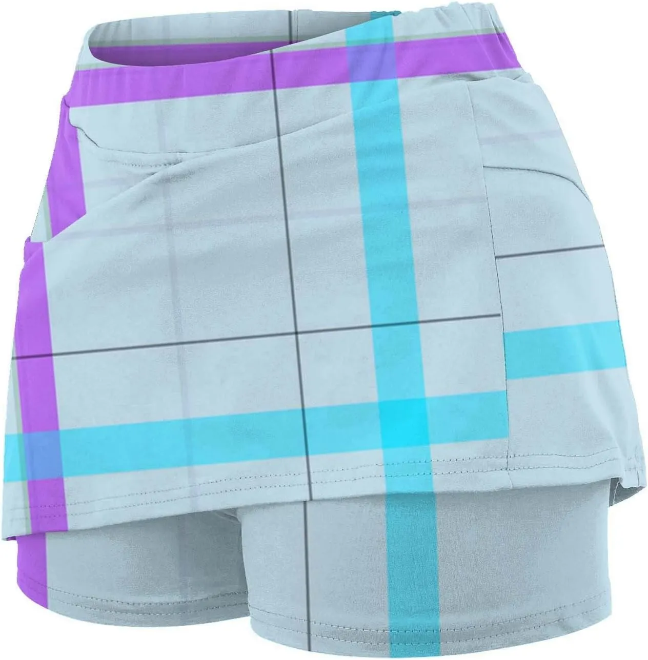 Women Mini Skirts Plaid Printed Athletic Golf Tennis Skorts Plus Size Stretch Mid Waist Workout Running Short Culottes Shorts