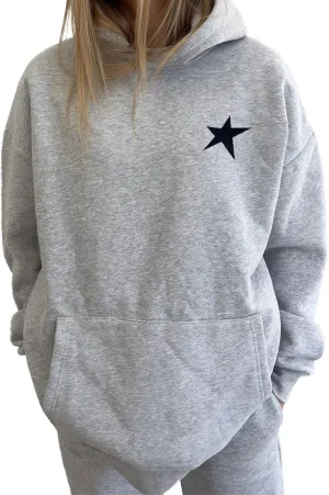 Women Oversized Star Graphic Hoodies Y2k Crewneck Long Sleeve Hooded Sweatshirt Fairy Grunge Zip Up Hoodie