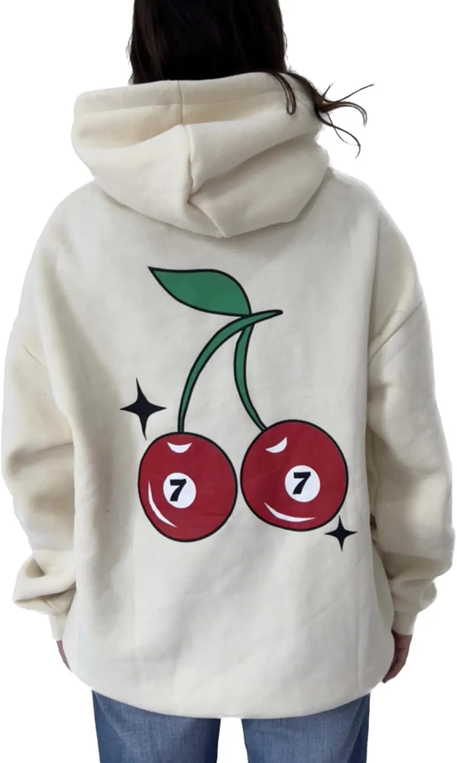 Women Oversized Star Graphic Hoodies Y2k Crewneck Long Sleeve Hooded Sweatshirt Fairy Grunge Zip Up Hoodie