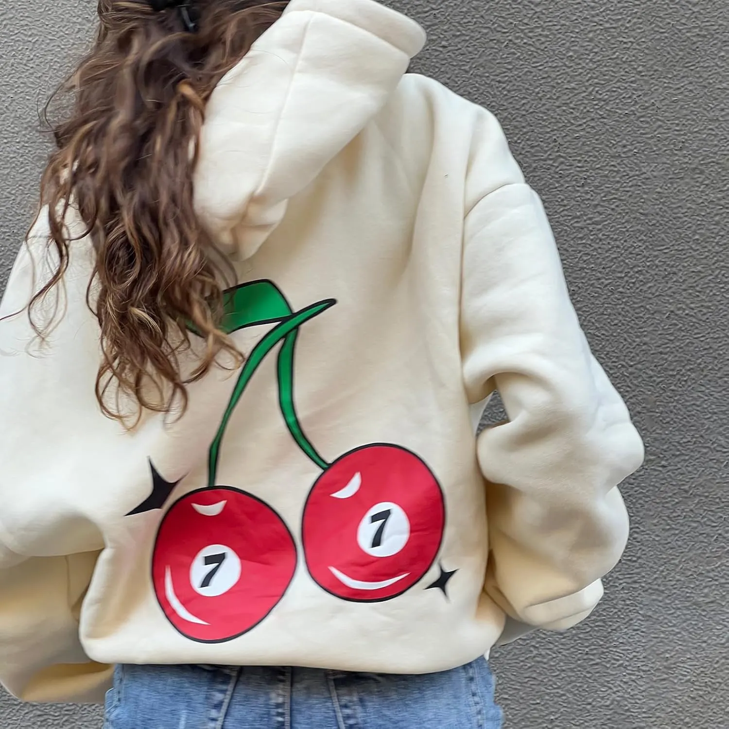 Women Oversized Star Graphic Hoodies Y2k Crewneck Long Sleeve Hooded Sweatshirt Fairy Grunge Zip Up Hoodie