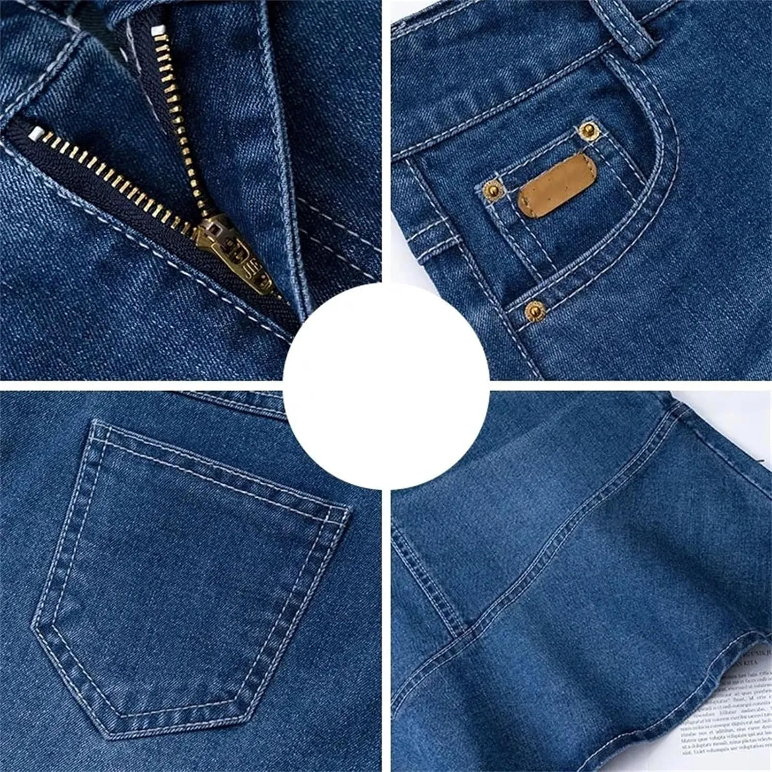 Women Summer High-Waisted Ruffle A-Line Jeans Skirt Ladies Package HIPS Fishtail Mini Skirts