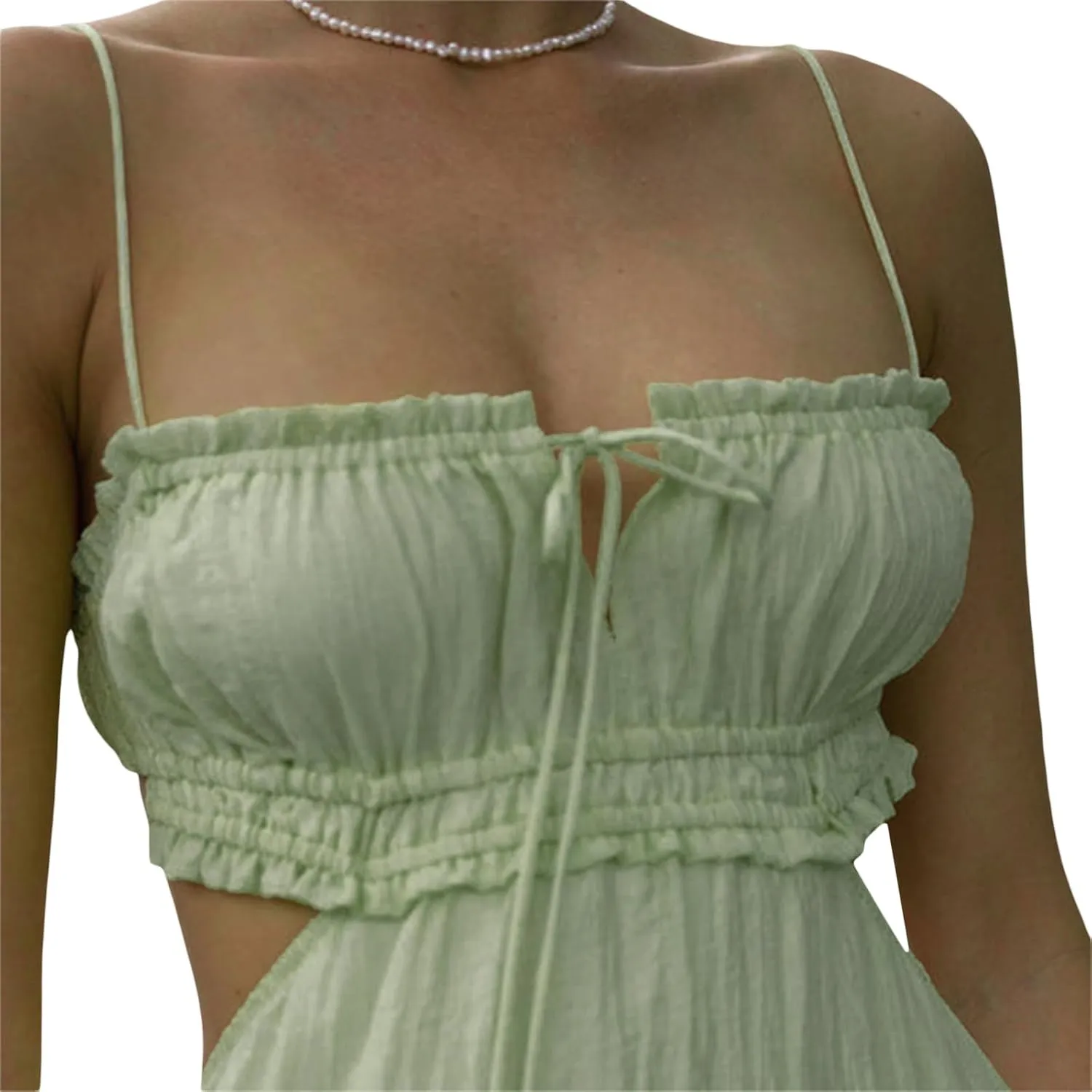 Women Y2k Bodycon Long Maxi Dress Spaghetti Strap Cutout Backless Clubwear