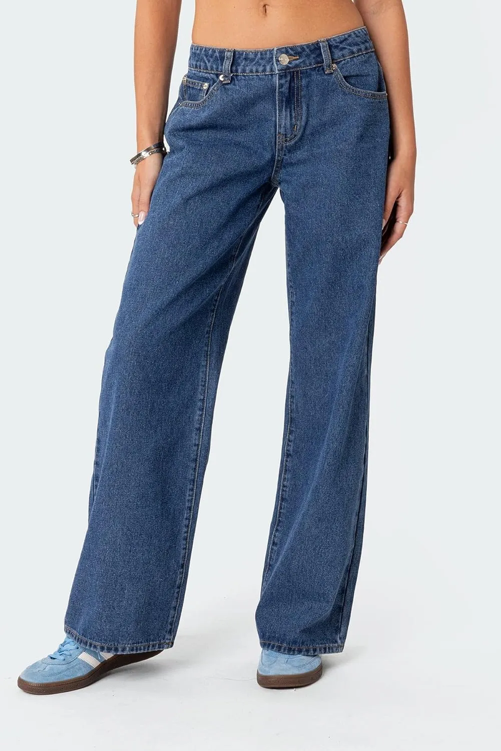 Women Y2k Straight Leg Jeans Pants High Waist Pockets Loose Fit Denim Trousers Streetwear