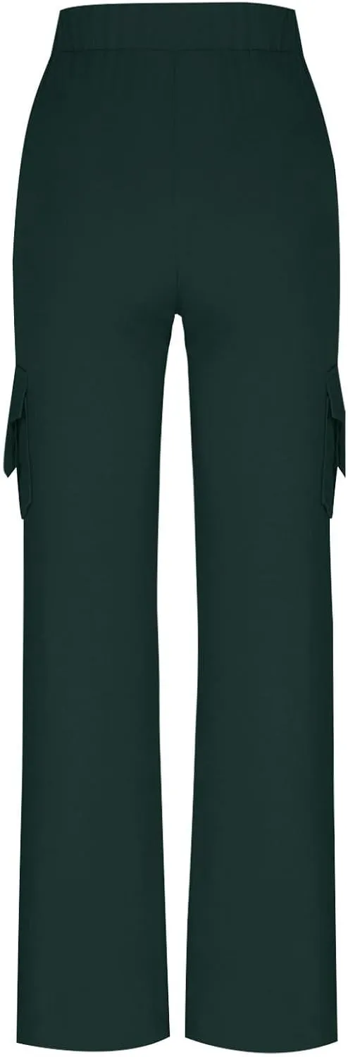 Womens Cargo Pants with Pockets Wide Leg Yoga Pants Casual High Waist Stretch Bootcut Workout Leggings Gym Sweatpants