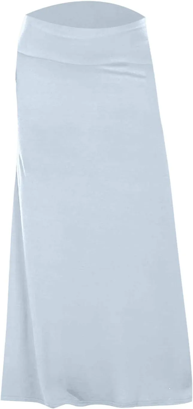 Women's Casual Ruched Stretchy High Waist A Line Skirt Flared Midi Skirt Leather Skirt for Women with Zipper